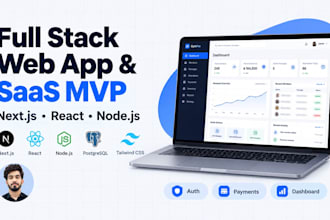 build your full stack web saas mvp with next js, react and node js
