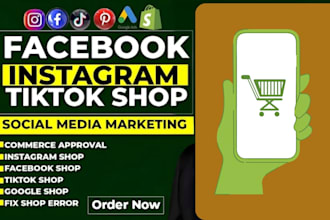 set up tiktok shop, facebook shop, instagram shop or shopify dropshipping store
