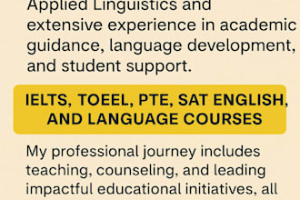provide expert tutoring for duolingo, ielts, toefl, sat, and english