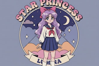 draw a vintage retro anime character
