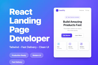 build a modern react landing page with clean UI