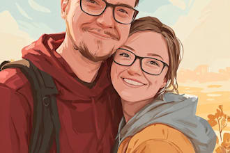draw couple portrait illustration