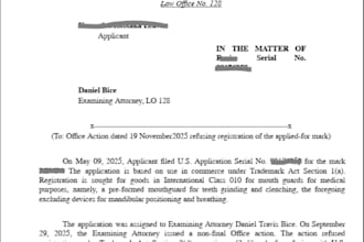 draft a professional uspto trademark office action response