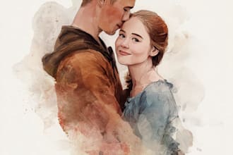draw your couple into lovely disney cartoon portrait