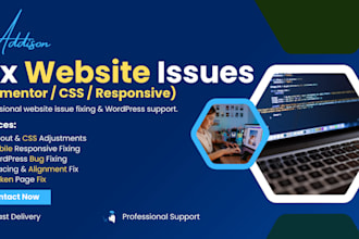 fix website issues elementor, CSS and responsive bugs