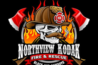 design awesome fire fighter logo with free vector files