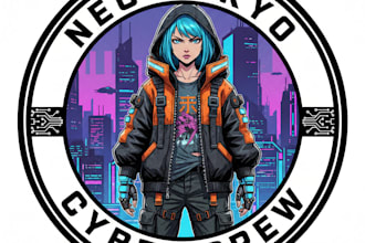 draw anime, cyberpunk or streetwear character illustration logo