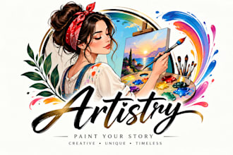 paint a beautiful illustration logo