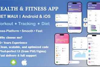 build android and ios health and fitness app using maui