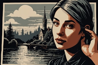 draw linocut woodcut vintage retro illustration