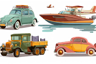 draw your boat, plane, any vehicle to vector illustration