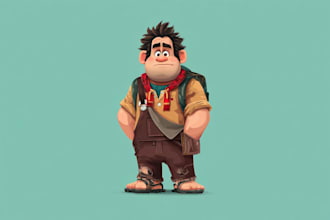 draw your cute disney style cartoon with big expressive eye