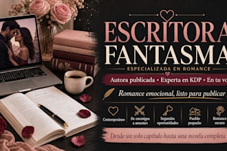 ghostwrite your romance novel or chapter, edited and KDP ready in spanish