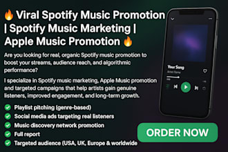 viral spotify music promotion, spotify music marketing, apple music promotion