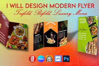 design modern trifold, bifold luxury and minimalistic menu design