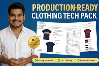 create a factory ready clothing tech pack for any garment