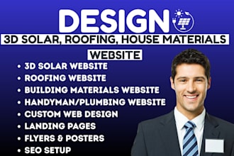design custom 3d solar website roofing building materials website flyer poster