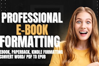 do book formatting, book layout design, kindle ebook formatting
