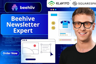 design beehiiv website, newsletter template and full beehive setup