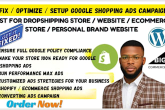 fix google shopping ads, set up performance max campaign, optimize and fix ads