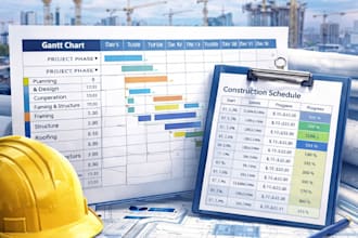 create construction schedules, timelines and project plans in ms project, excel