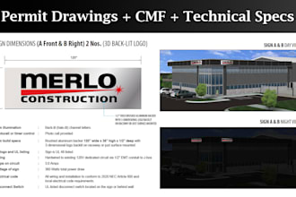 create permit drawings, cmf sheets and technical signage specifications