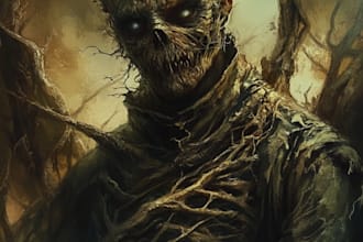 draw creepy and detailed horror character illustration