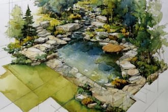 draw original watercolor landscape or architecture art