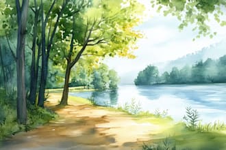 draw a watercolor landscape illustration