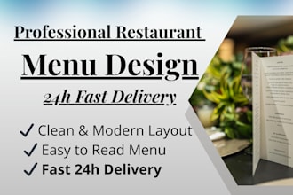 design a professional restaurant menu in 24 hours