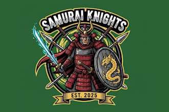 design samurai knight mascot logo design with company