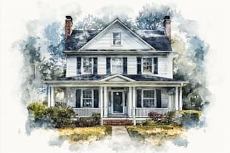 draw cartoony watercolor house