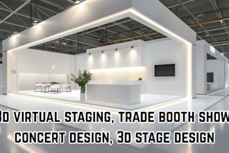 render 3d virtual staging, trade booth show, concert design, 3d stage design