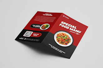 do digital menu, brochure, food flyer and custom menu design