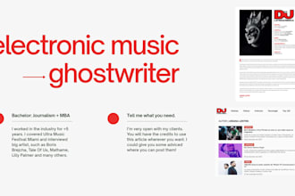 write music articles as your ghostwriter and journalist