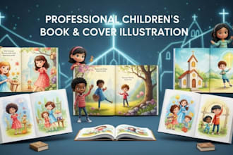 design 3d christian childrens storybook and christmas illustrations