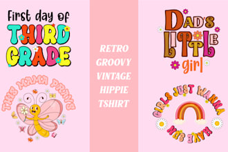 design hippie psychedelic groovy and playful t shirt typography