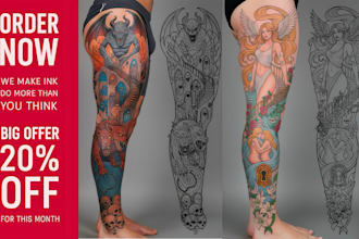 create tattoo sleeve stencils or design custom tattoos with clean linework