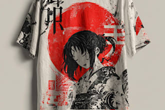 create a japanese t shirt illustration