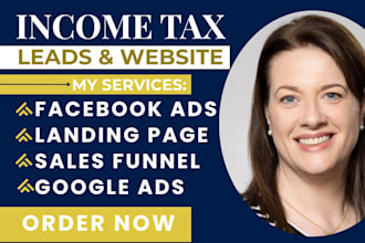 income tax preparation leads finance website landing page accounting facebook ad