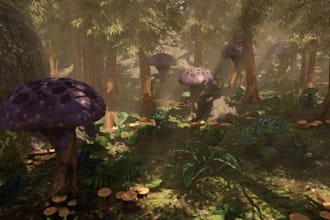 do 3d game environment, forest, mountains, rivers for playable levels in ue5