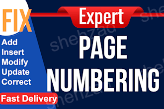 insert correct page numbering in book or ebook, add fix format page numbering