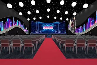 design concert stage ue lighting,layout rendering, 2d plan,led screen,vectorwork