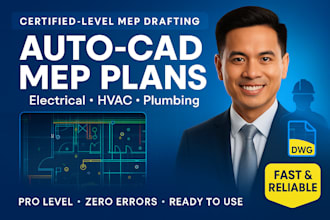 design plans in autocad with electrical, hvac and plumbing layouts