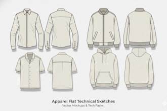 design clothing apparel technical flats sketch tech packs