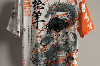 do japanese tshirt design or anime graphic custom t shirt