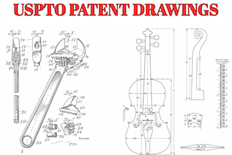 do 2d cad drawing technical lineart vector illustration patent drawing blueprint