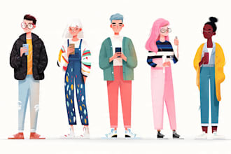 create a digital vector flat character or object illustrations