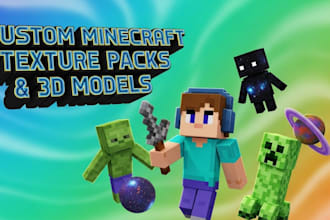 create custom minecraft texture packs, resource packs, pixel art, 3d models
