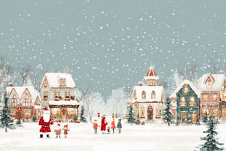 make a christmas caricature, business cartoon holiday card
